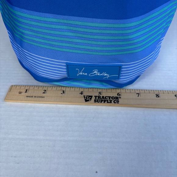 Vera Bradley Blue Green Striped Drawstring Bucket Bag Travel Pouch Organizer - Picture 6 of 10